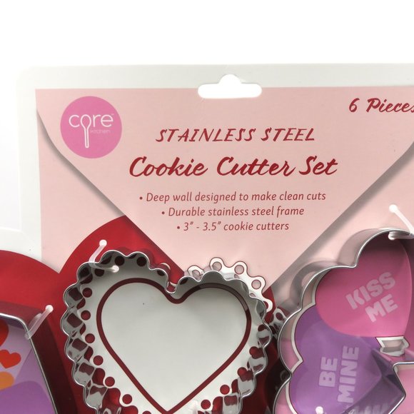 (#O) Core Kitchen Valentine Stainless Steel Cookie Cutter Set 6 Pieces - Picture 4 of 6